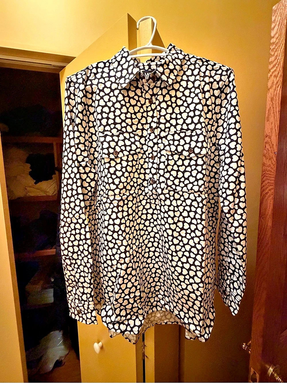 Lazy Oaf Gingham Love Button Up Shirt Black & Cream